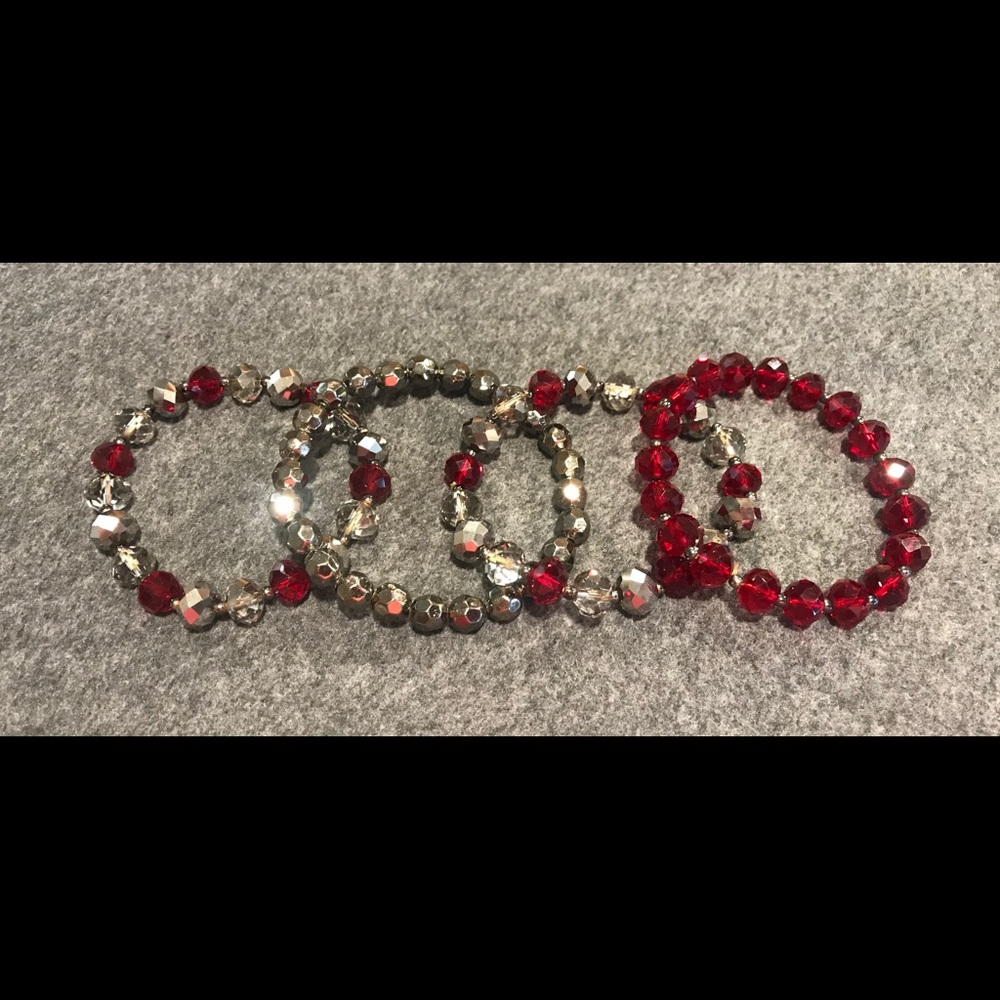 Set of 4 Glass Beaded Stretch Bracelets